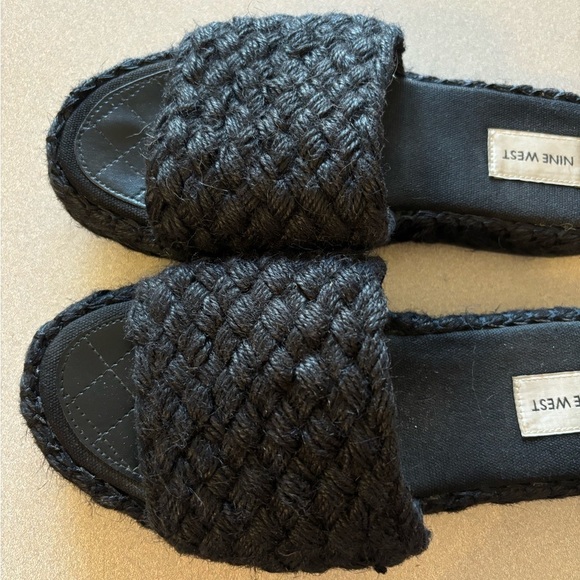Nine West Black Braided Rope Slides - Picture 1 of 7